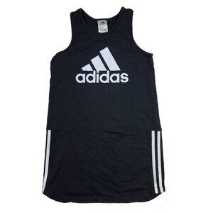 ADIDAS Logo Sleeveless Girl Black Knee-Length Pullover Cotton Shirt Tank Dress L